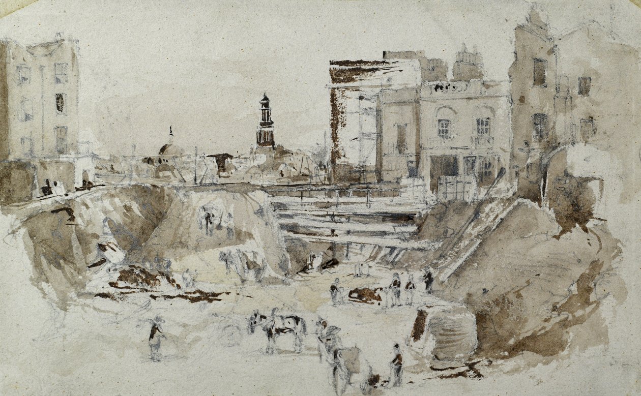 Costruzione della ferrovia Londra-Birmingham, c.1835 da John Cooke Bourne