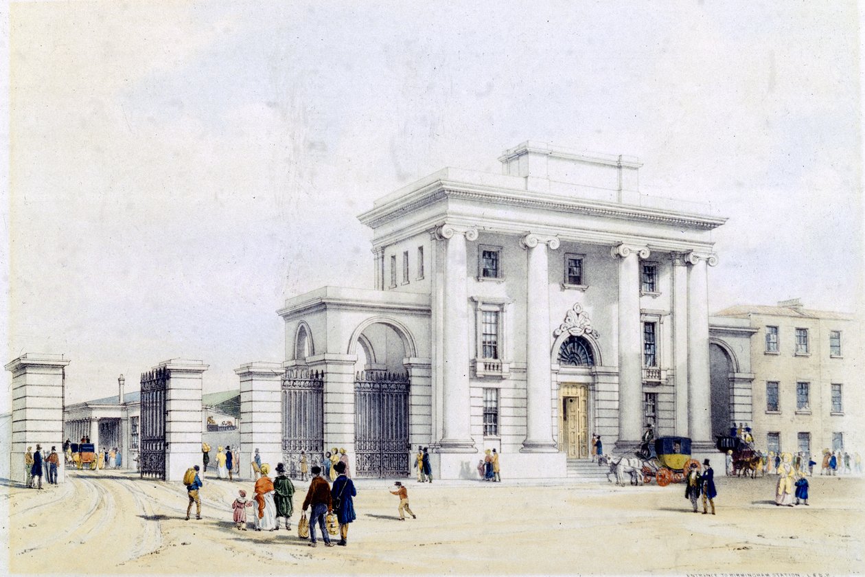 Ingresso alla stazione di Birmingham, 1838-39 da John Cooke Bourne