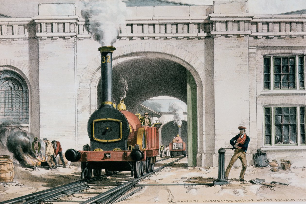 Ingresso alla casa delle locomotive, Camden Town, Londra, 1839 da John Cooke Bourne