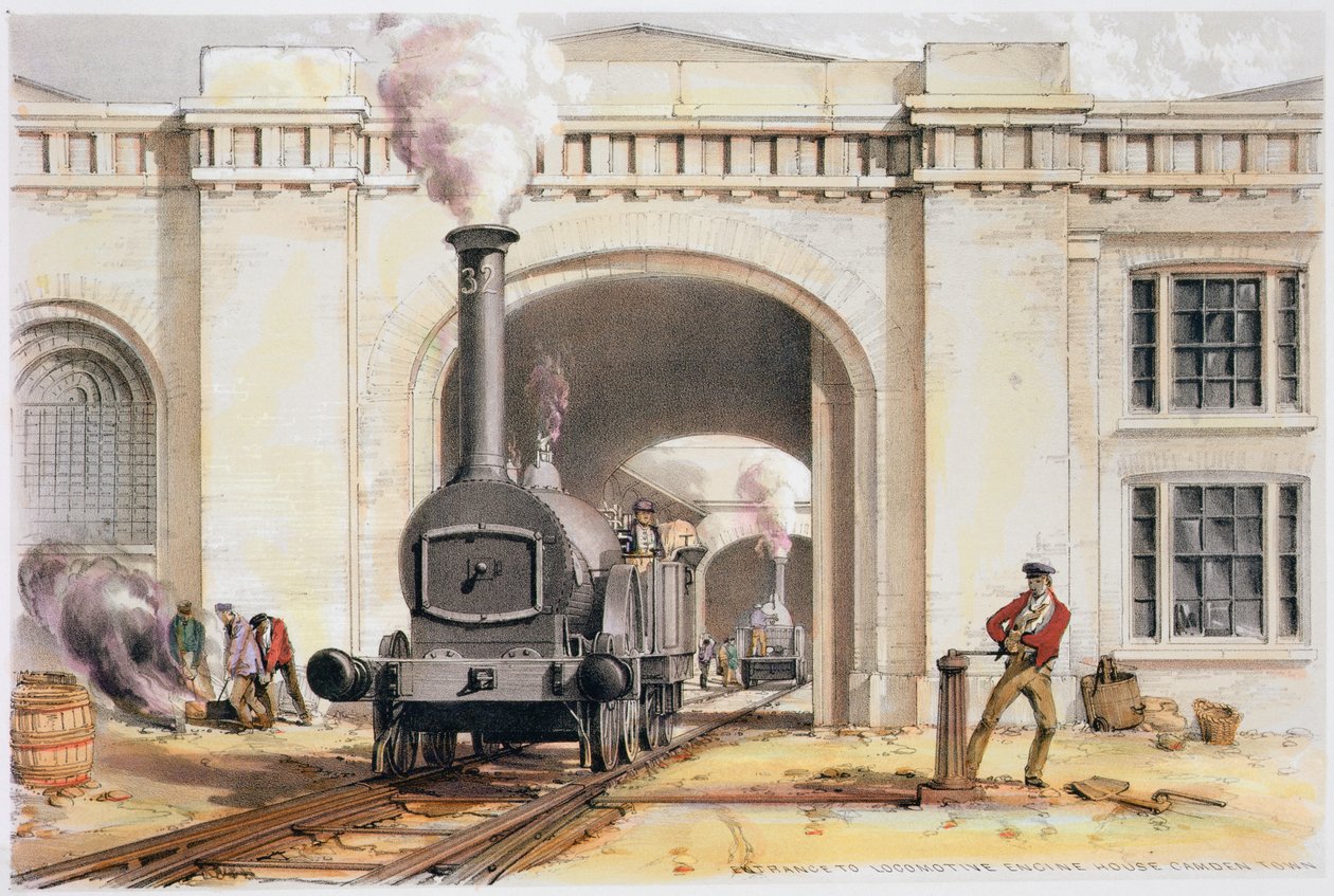 Ingresso alla casa delle locomotive, Camden Town, Londra da John Cooke Bourne