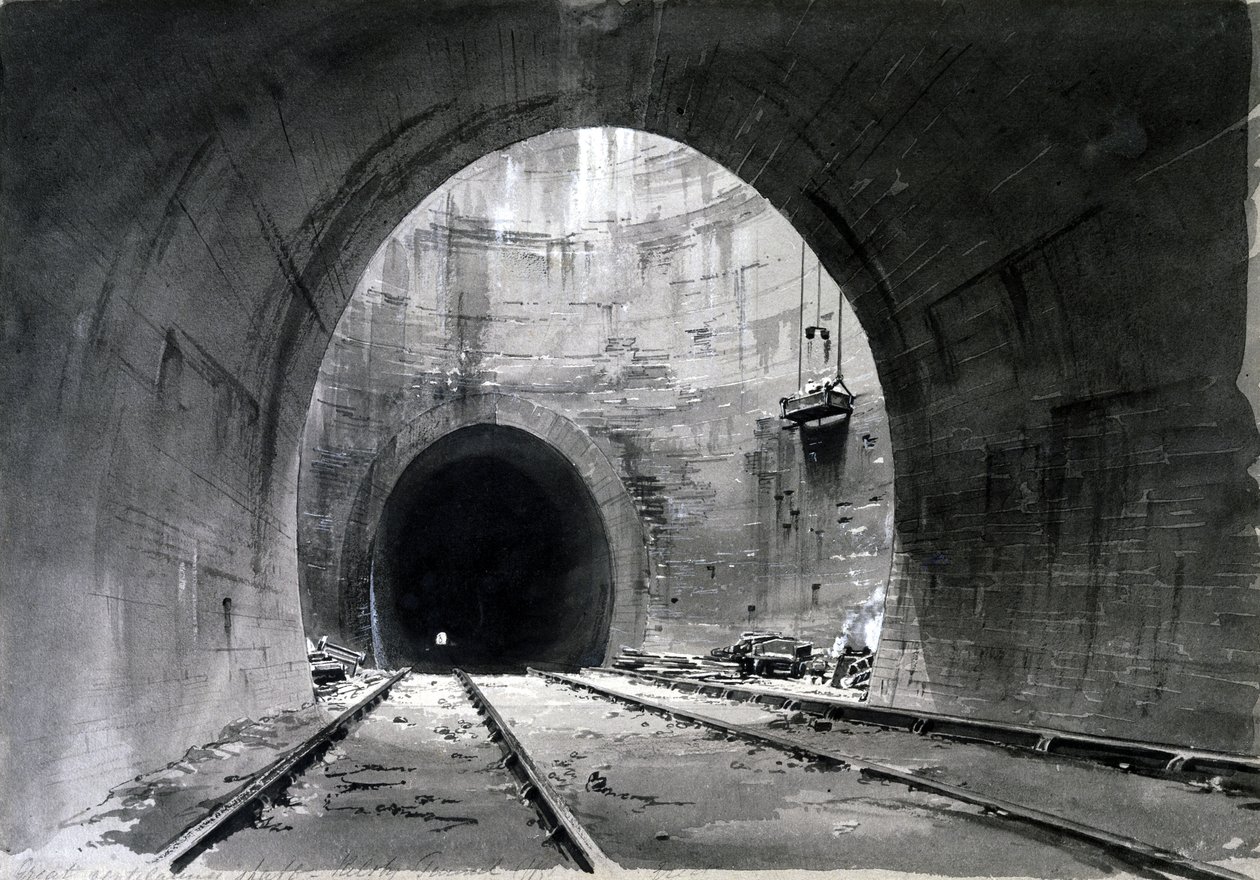 Grande pozzo di ventilazione, Tunnel di Kilsby, Northamptonshire, 1837-38 da John Cooke Bourne
