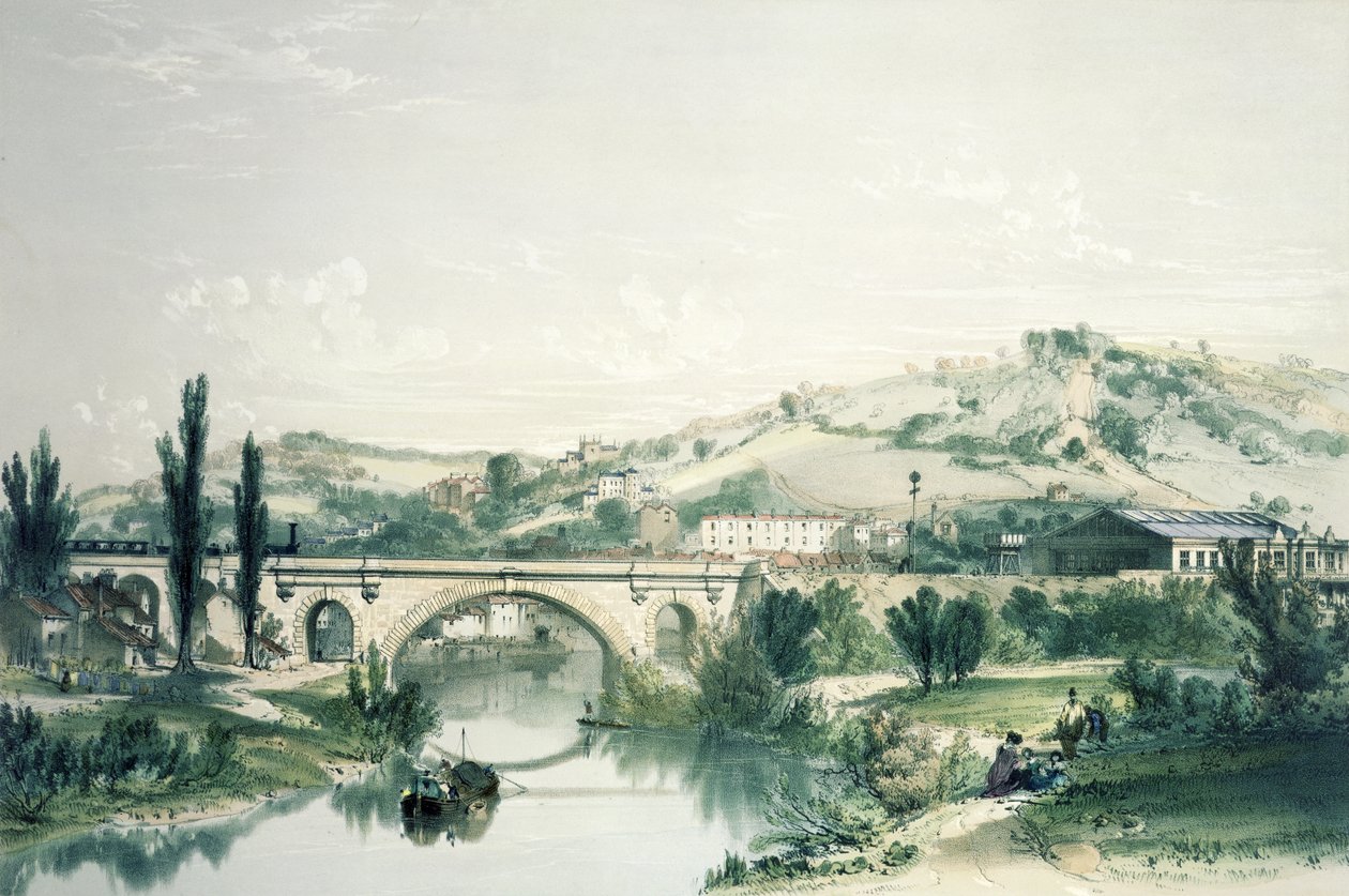 Ponte e stazione di St. James, Bath da John Cooke Bourne