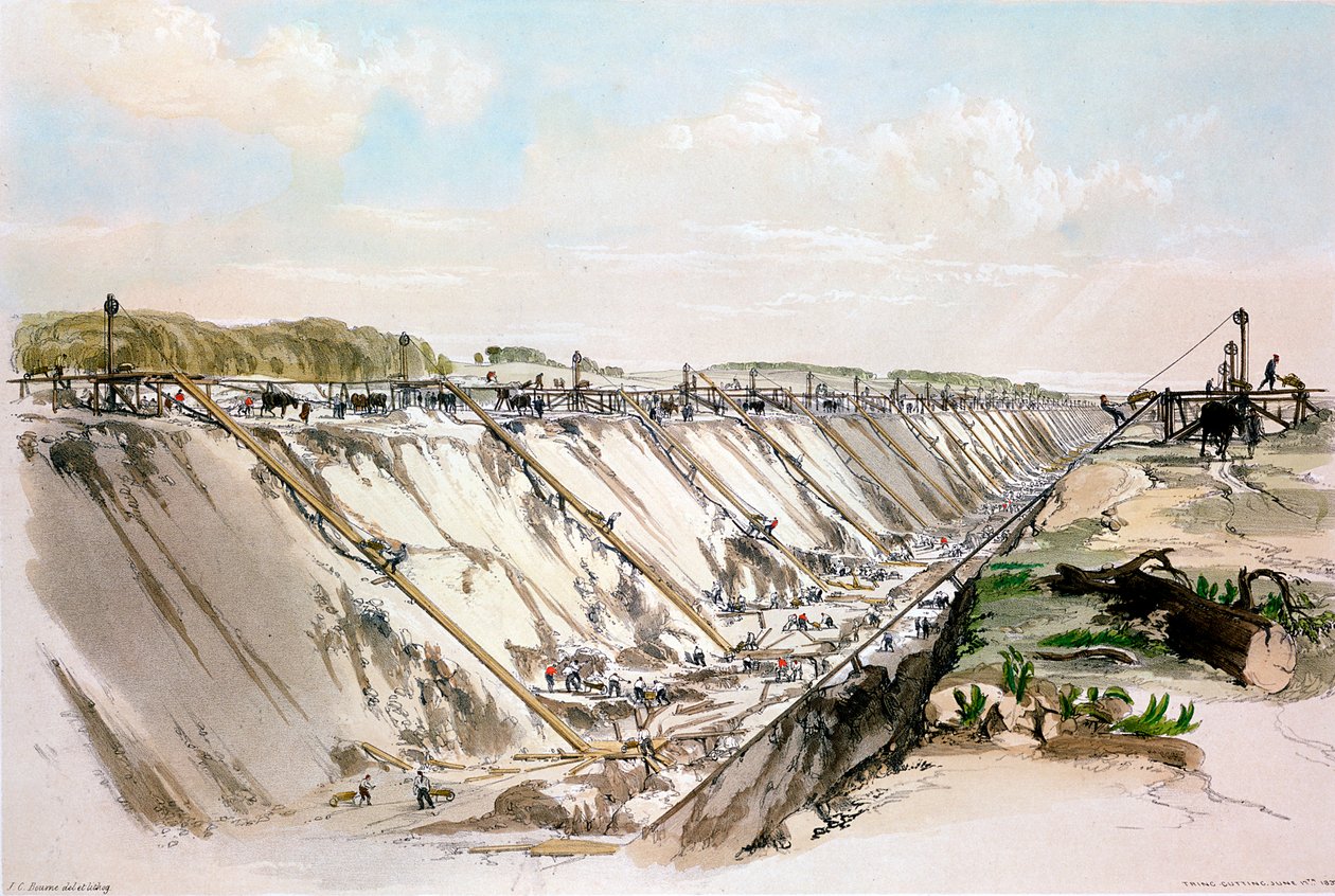 Taglio di Tring, Ferrovia Londra & Birmingham, 17 giugno 1837 da John Cooke Bourne