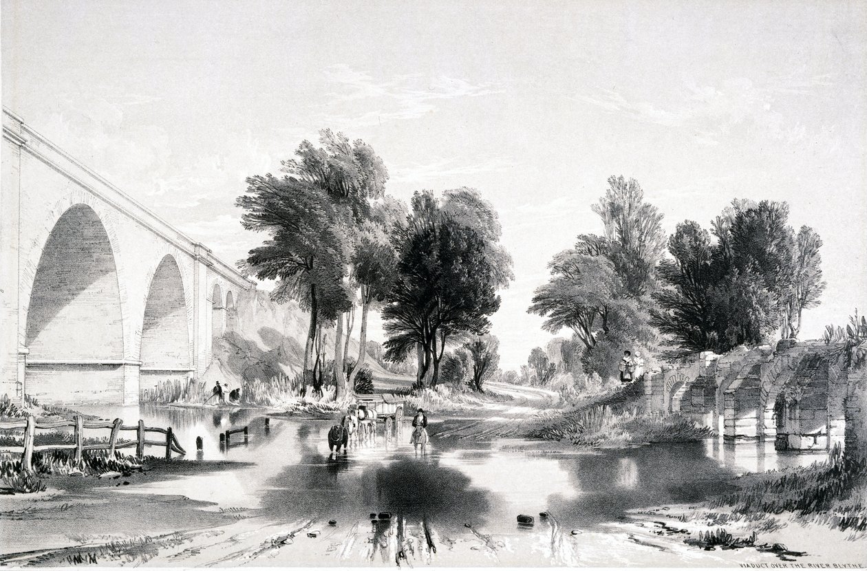 Viadotto sul fiume Blythe, ferrovia Londra-Birmingham, 1839 da John Cooke Bourne