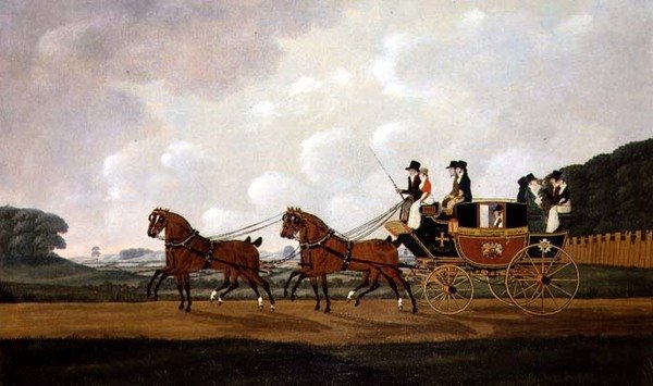 La carrozza postale Ludlow to Worcester di Richard Costar e Christopher Ibberson sulla strada da John Cordrey