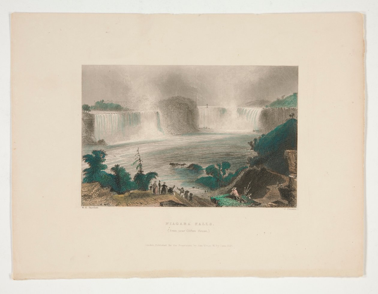 Cascate del Niagara (da vicino alla Clifton House), illustrazione per Nathaniel Parker Willis da John Cousen
