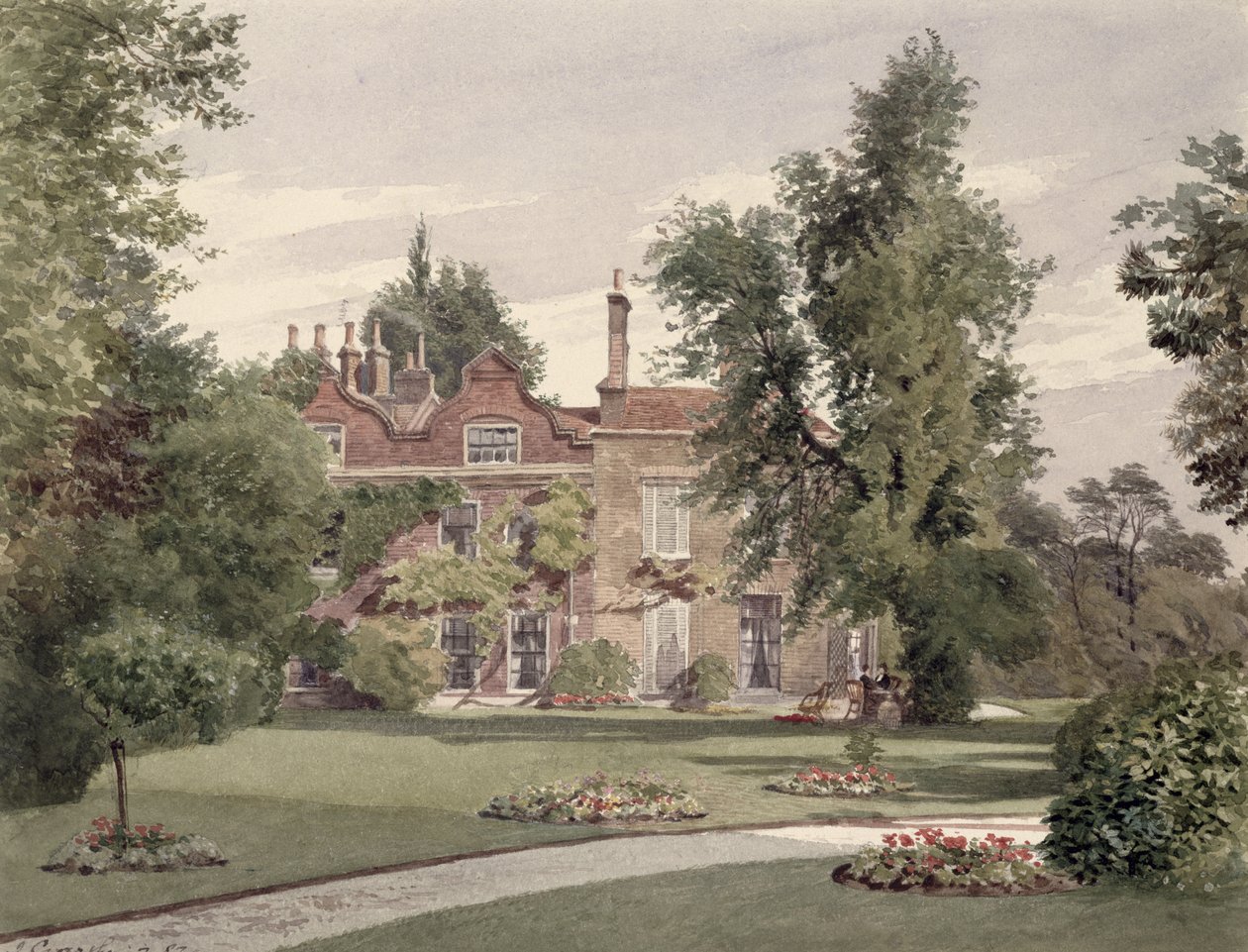 Vista laterale di Raleigh House, Brixton Hill, Lambeth, 1887 da John Crowther