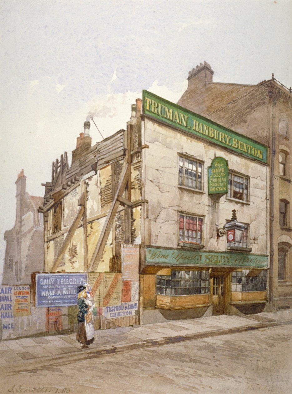Il pub Sieve, Church Street, Minories, Londra, 1886 da John Crowther