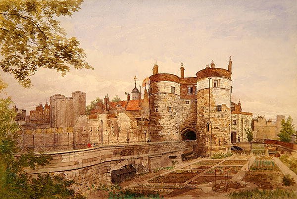 Vista della Torre di Londra, mostrando Byward Tower, Beauchamp Tower, Devereux Tower e St. Thomas Tower da John Crowther