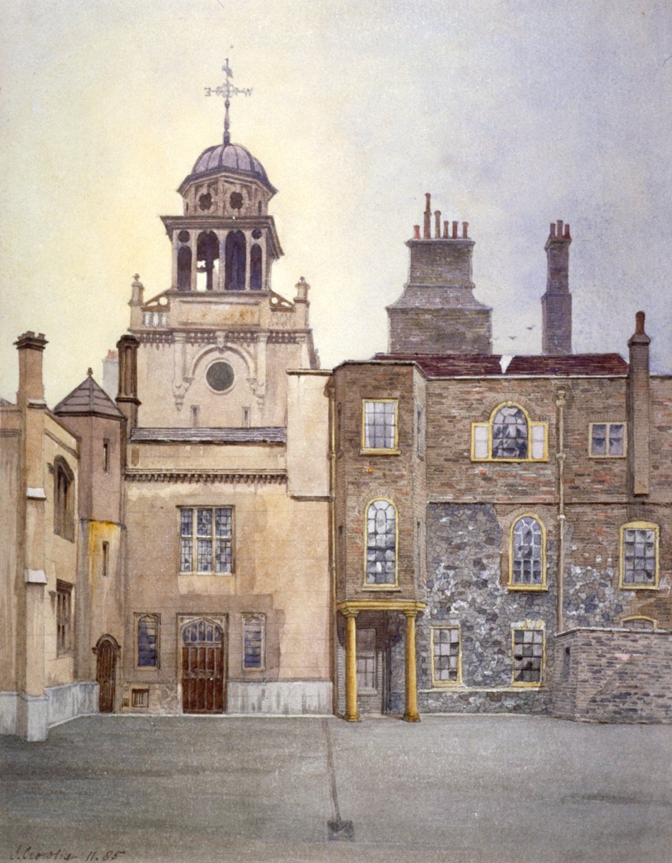 Vista del lato nord della Torre della Cappella, Charterhouse, Londra, 1885 da John Crowther