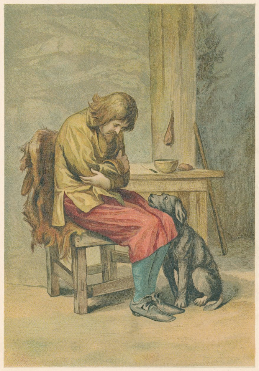 Scena da Robinson Crusoe di Daniel Defoe, 1892 da John Dawson Watson