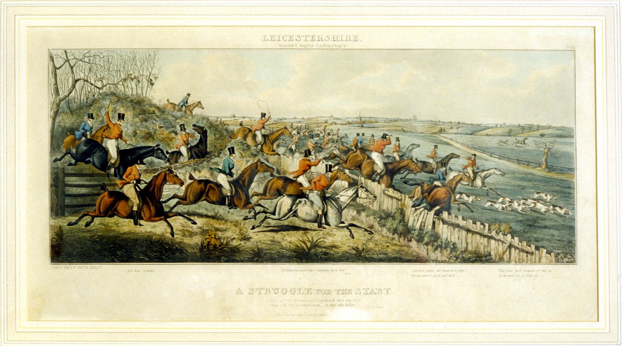 Una lotta per una partenza, Leicestershires, inciso da Henry Alken, 1825 da John Dean (after) Paul