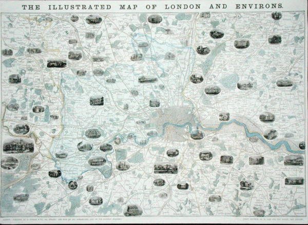 La mappa illustrata di Londra e dintorni, c.1845-55 da John Dower