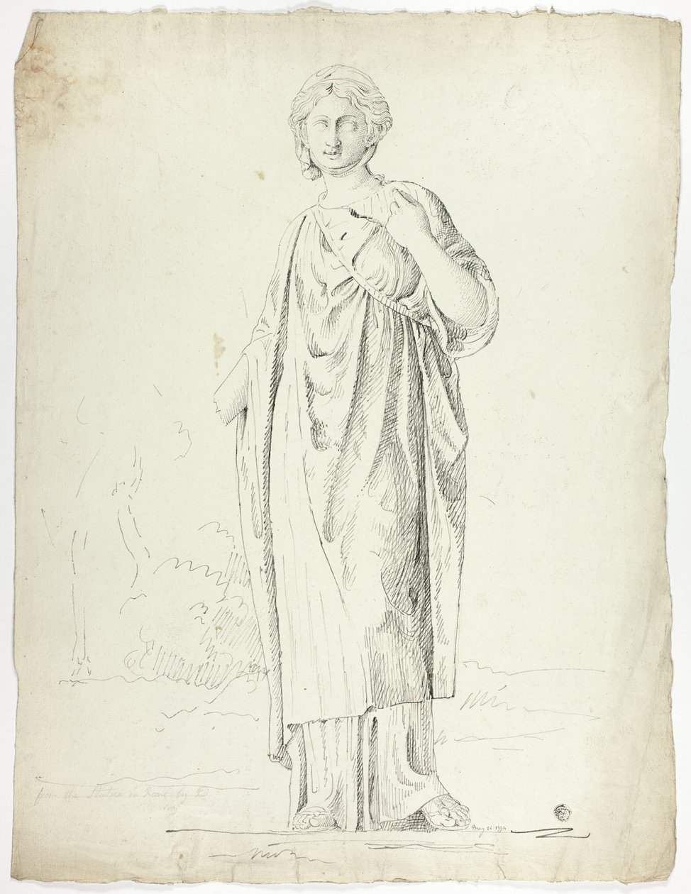 Statua antica di donna drappeggiata in piedi da John Downman