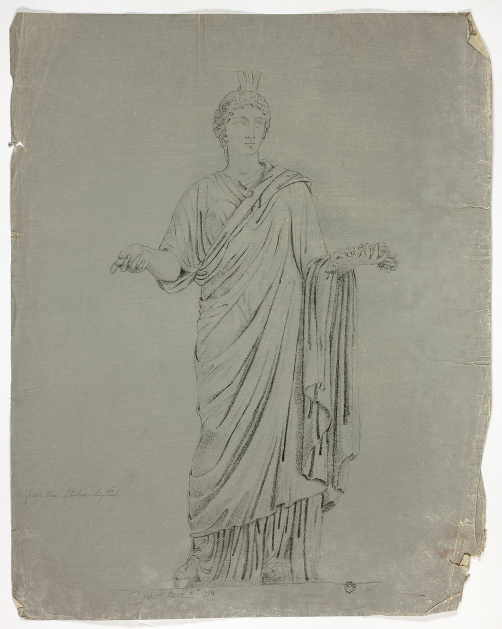 Statua Antica di Dea in Piedi con Braccia Distese da John Downman