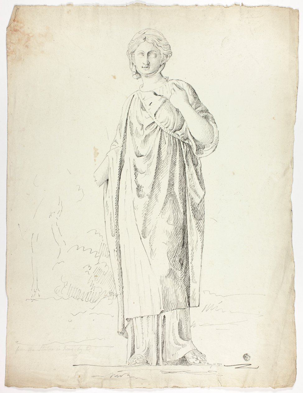 Statua antica di donna drappeggiata in piedi da John Downman