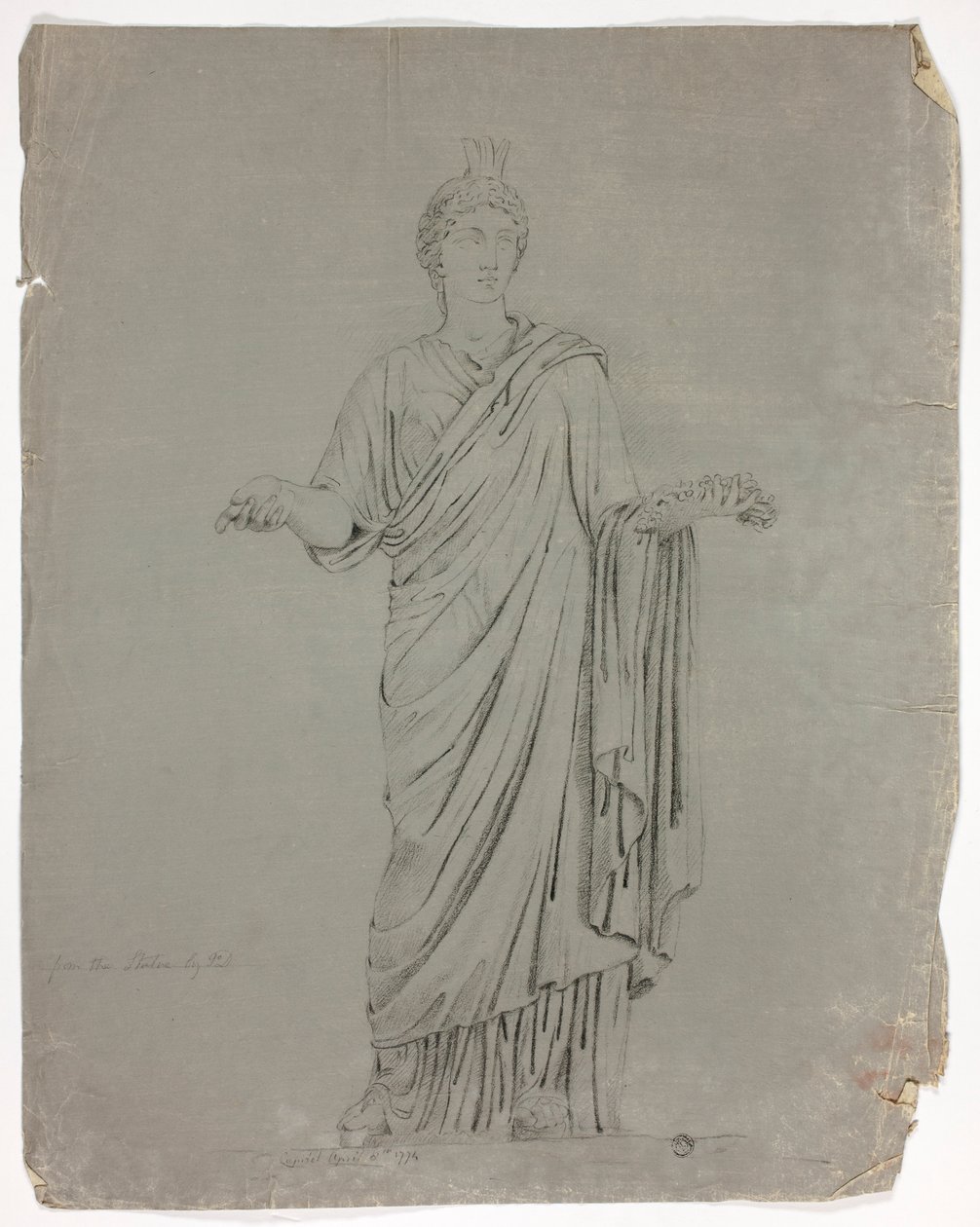 Statua Antica di Dea in Piedi con Braccia Distese da John Downman