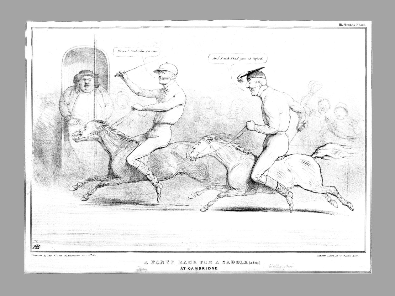 Gara di pony per una sella a Cambridge, 1834 da John Doyle