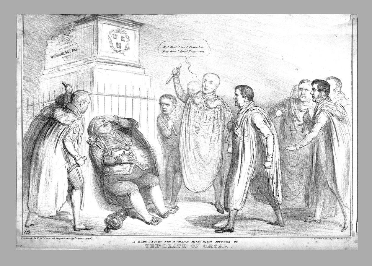 Un disegno rude per un grande quadro storico della morte di Cesare, 1836 da John Doyle