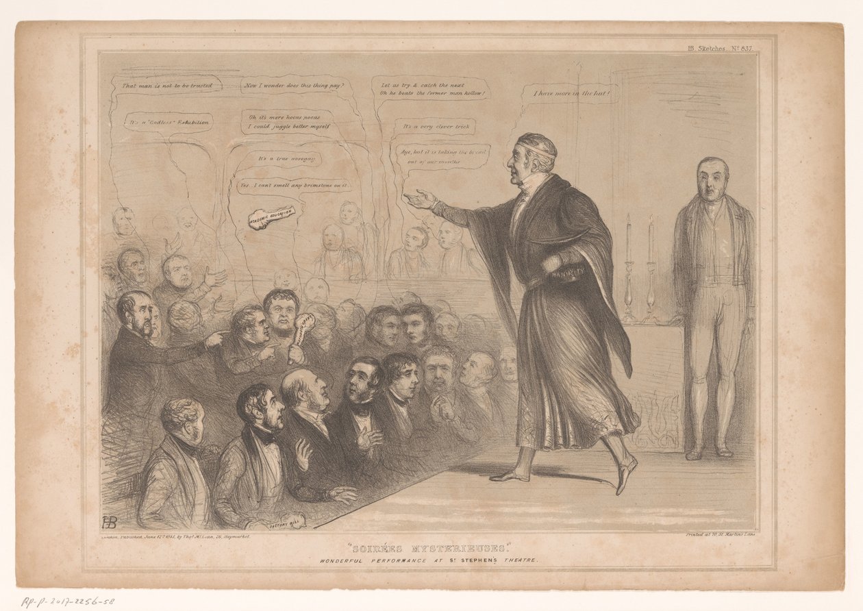 Caricatura di Sir Robert Peel come mago da John Doyle