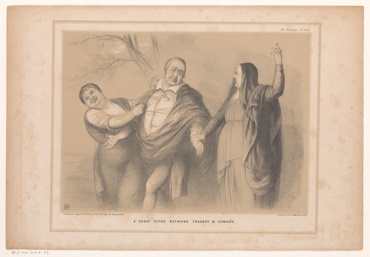 Caricatura del premier Peel tra tragedia e commedia da John Doyle