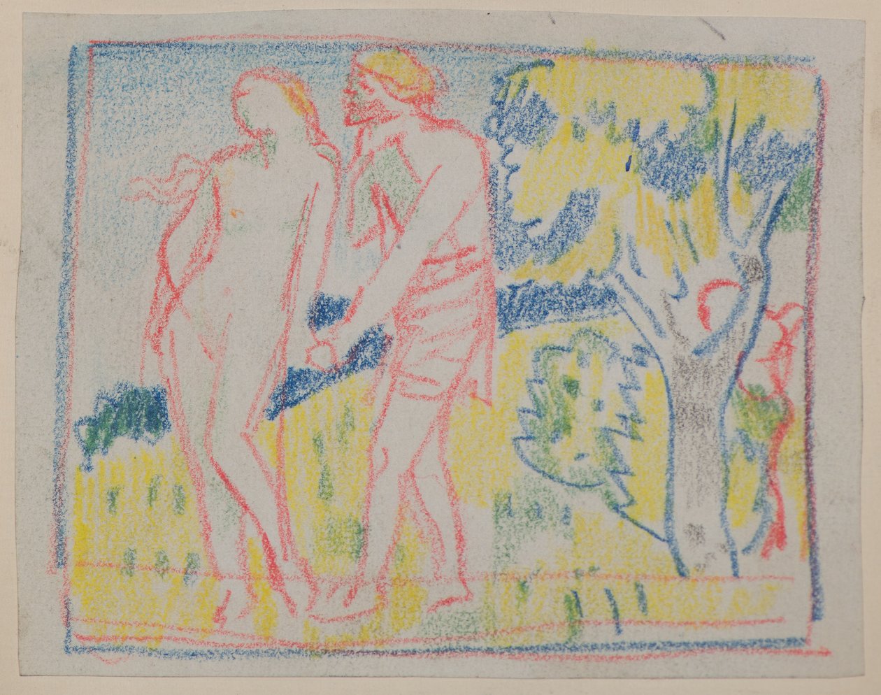 Senza titolo [Figura maschile e femminile in un paesaggio] da John Duncan