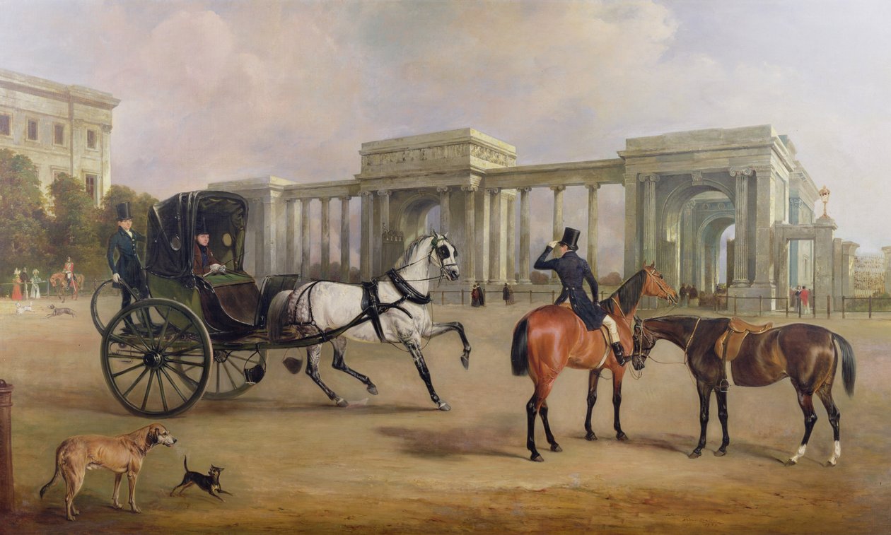 Il signor Massey Stanley con cabriolet e cavalli a Hyde Park Corner, 1833 da John E. Ferneley