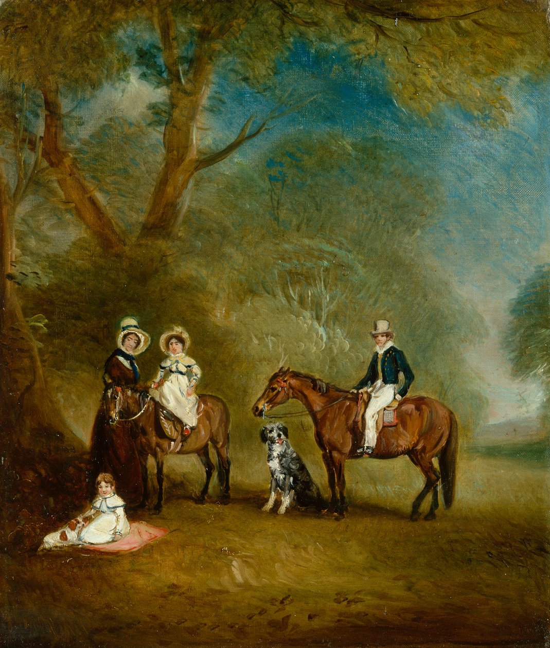 La Famiglia Pares di Hopwell in un Paesaggio Boschivo da John E. Ferneley