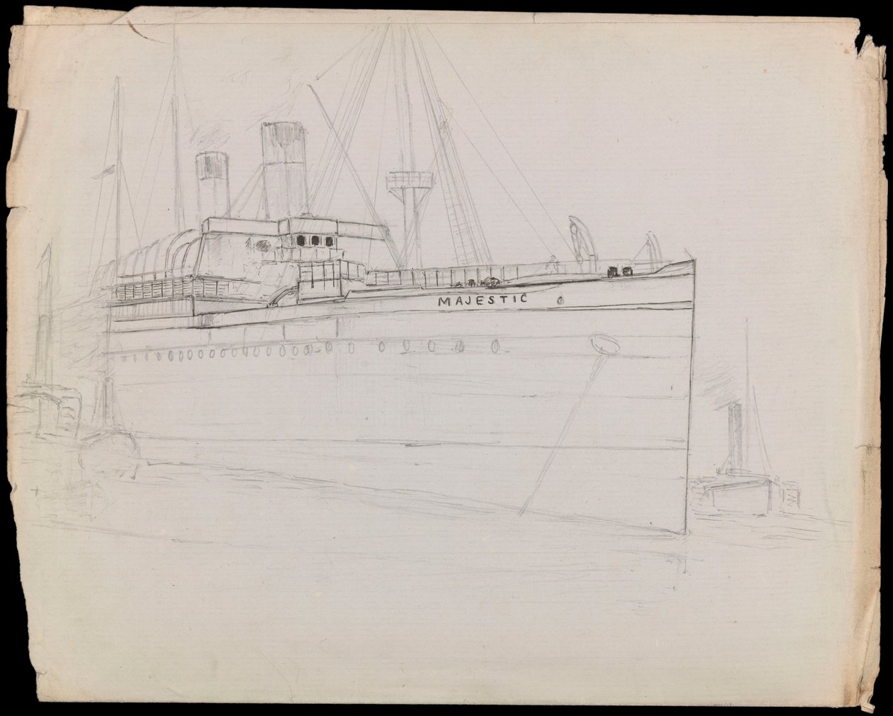 PAH1223; Schizzo del transatlantico Majestic (incompiuto) da John Everett