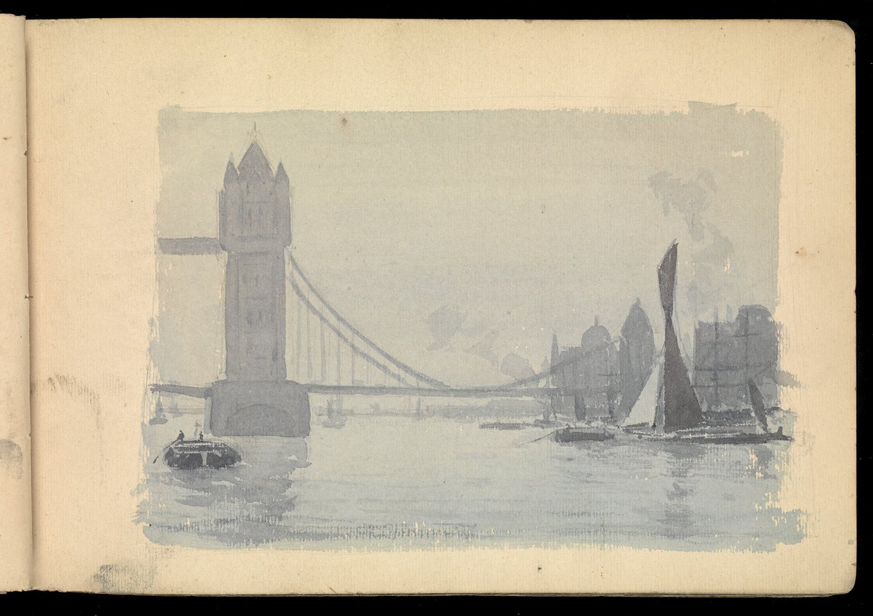 Scena del Tamigi a Londra, taccuino da John Everett