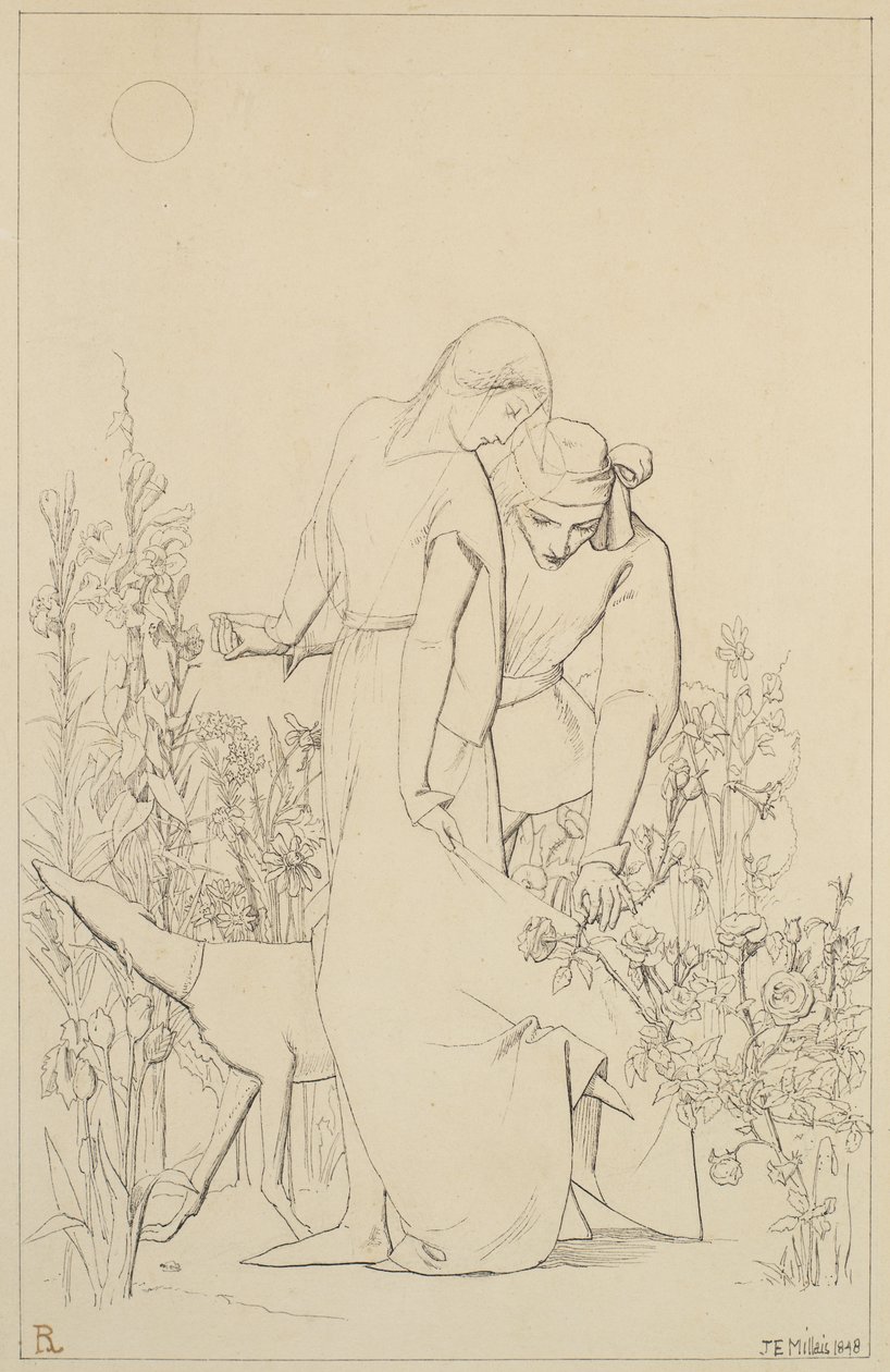 Amanti vicino a un cespuglio di rose, 1848 da John Everett Millais