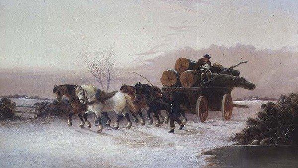 Carro di legname nella neve da John F. Morris