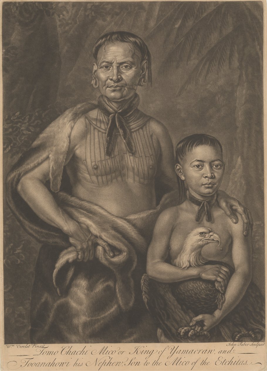 Tomo Chachi Mico, o Re di Yamacraw, e Tooanahowi [sic], Suo Nipote da John Faber the younger