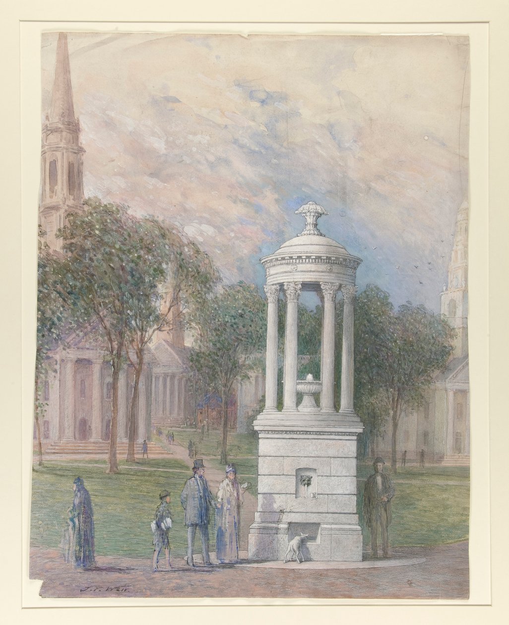 Fontana Bennett sul New Haven Green da John Ferguson Weir