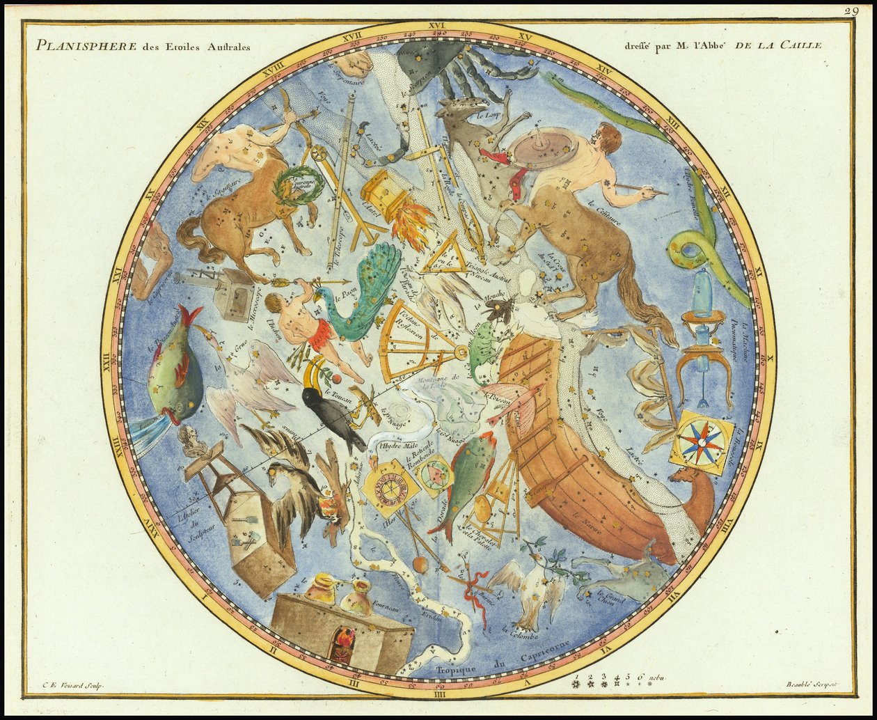 1776 - John Flamsteed - Planisphere des Etoiles Australes da John Flamsteed