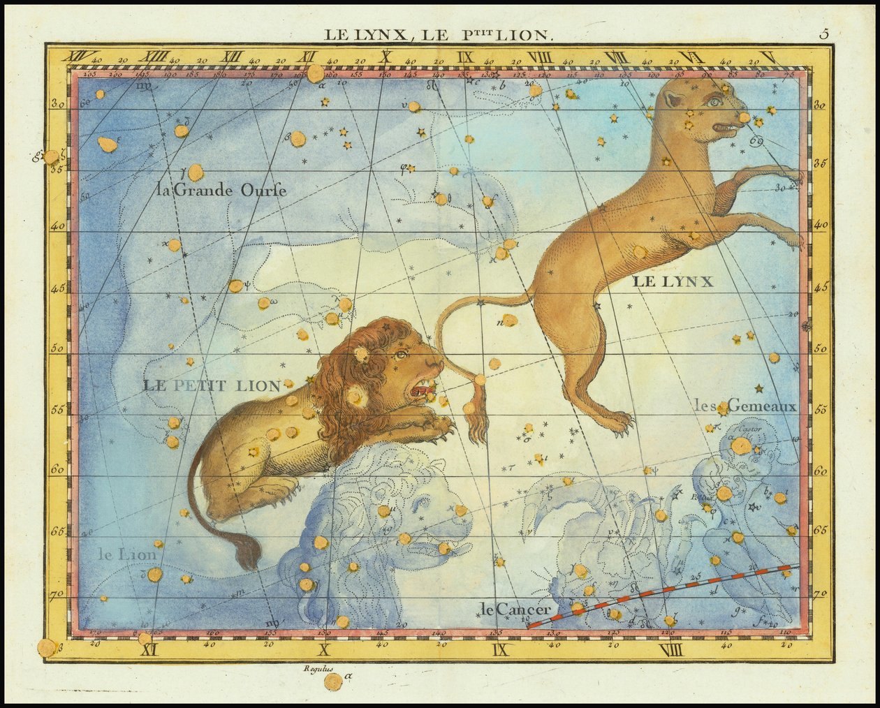 Carta stellare del 1776 della costellazione del Leone, dall