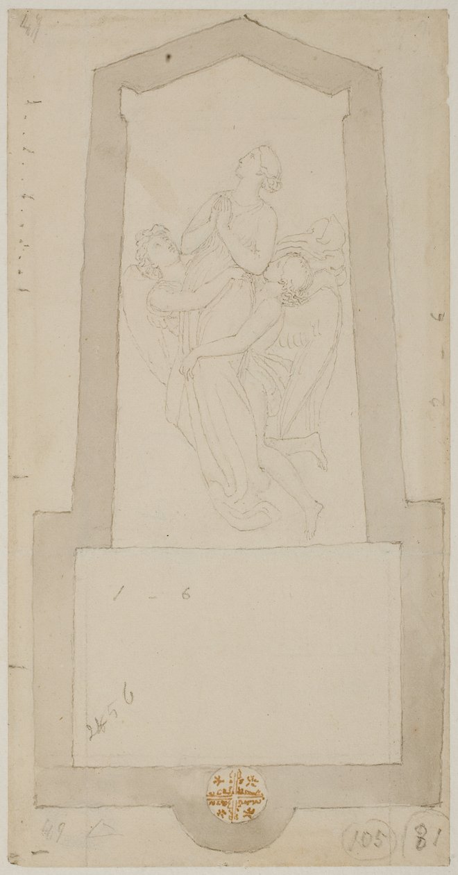 Uno spirito defunto sollevato da due angeli da John Flaxman