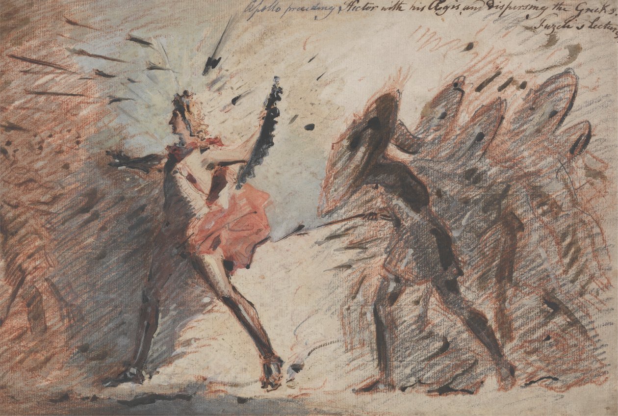 Apollo precede Ettore con il suo egida e disperde i Greci, lezioni di Fuseli da John Flaxman