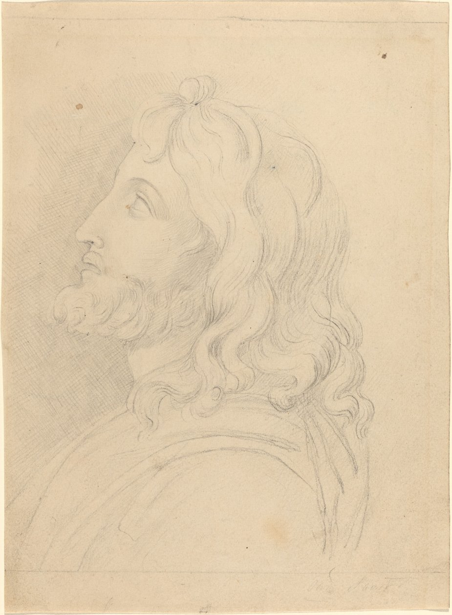Busto di un Uomo Barbuto che Guarda in Alto da John Flaxman