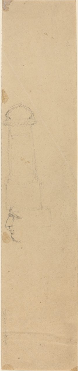 Volto di profilo rivolto a sinistra e monumento da John Flaxman