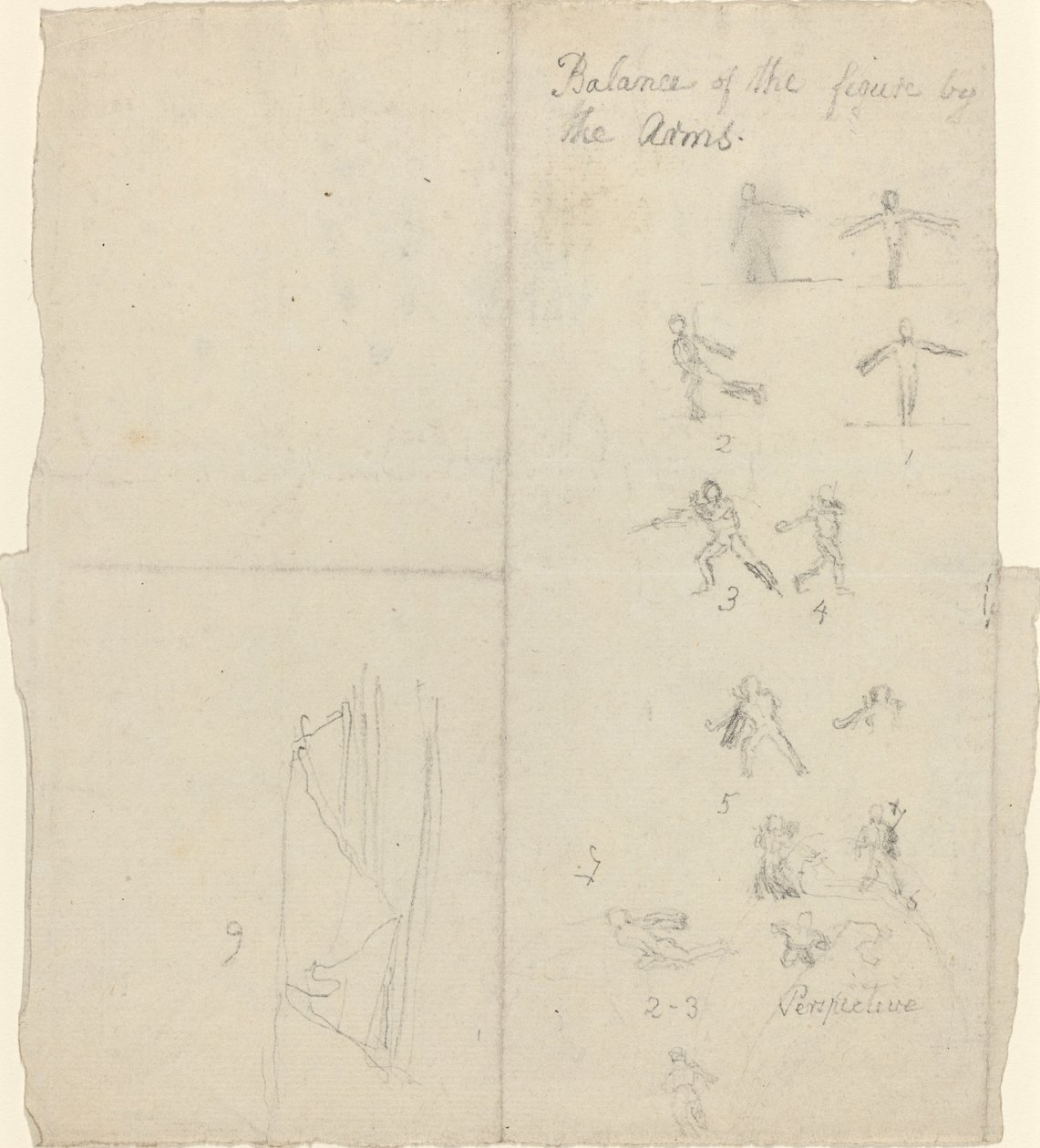 Figure che illustrano equilibrio e prospettiva da John Flaxman