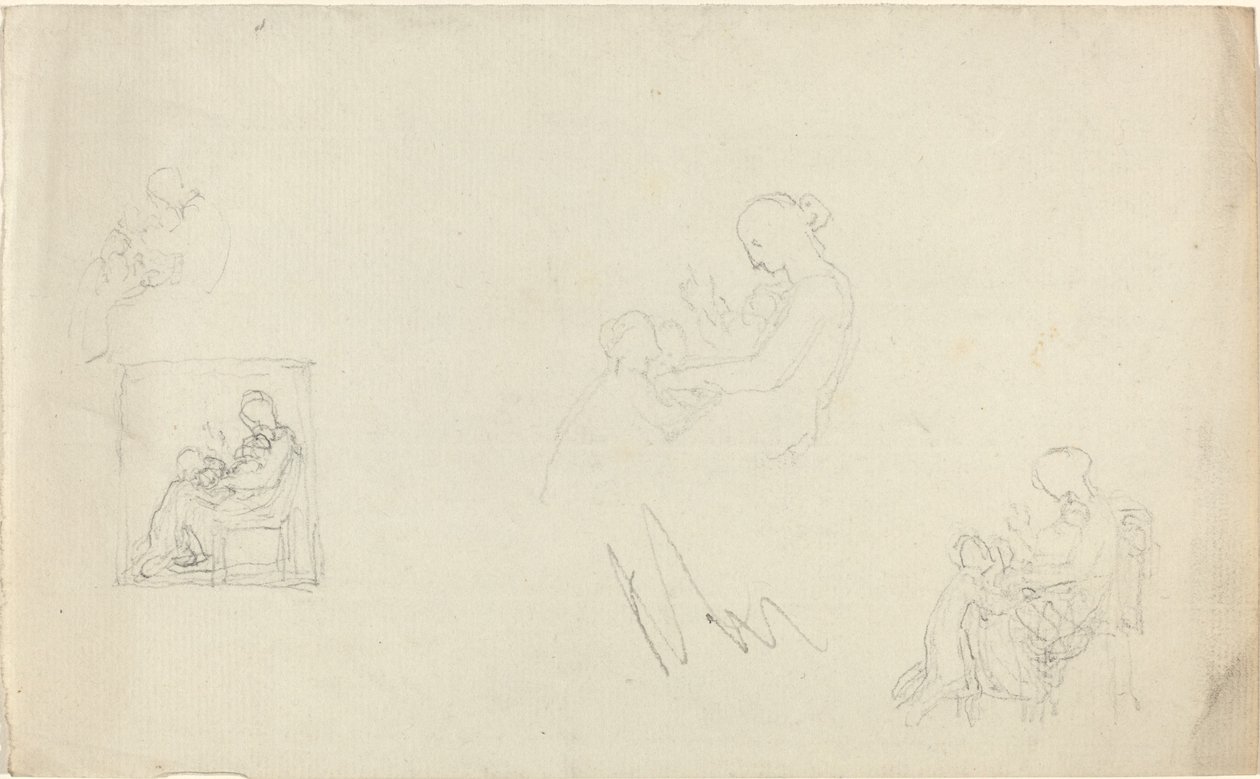 Quattro studi di una donna seduta con bambini ai suoi piedi (Schizzi per il monumento a Lady FitzHarris?) da John Flaxman