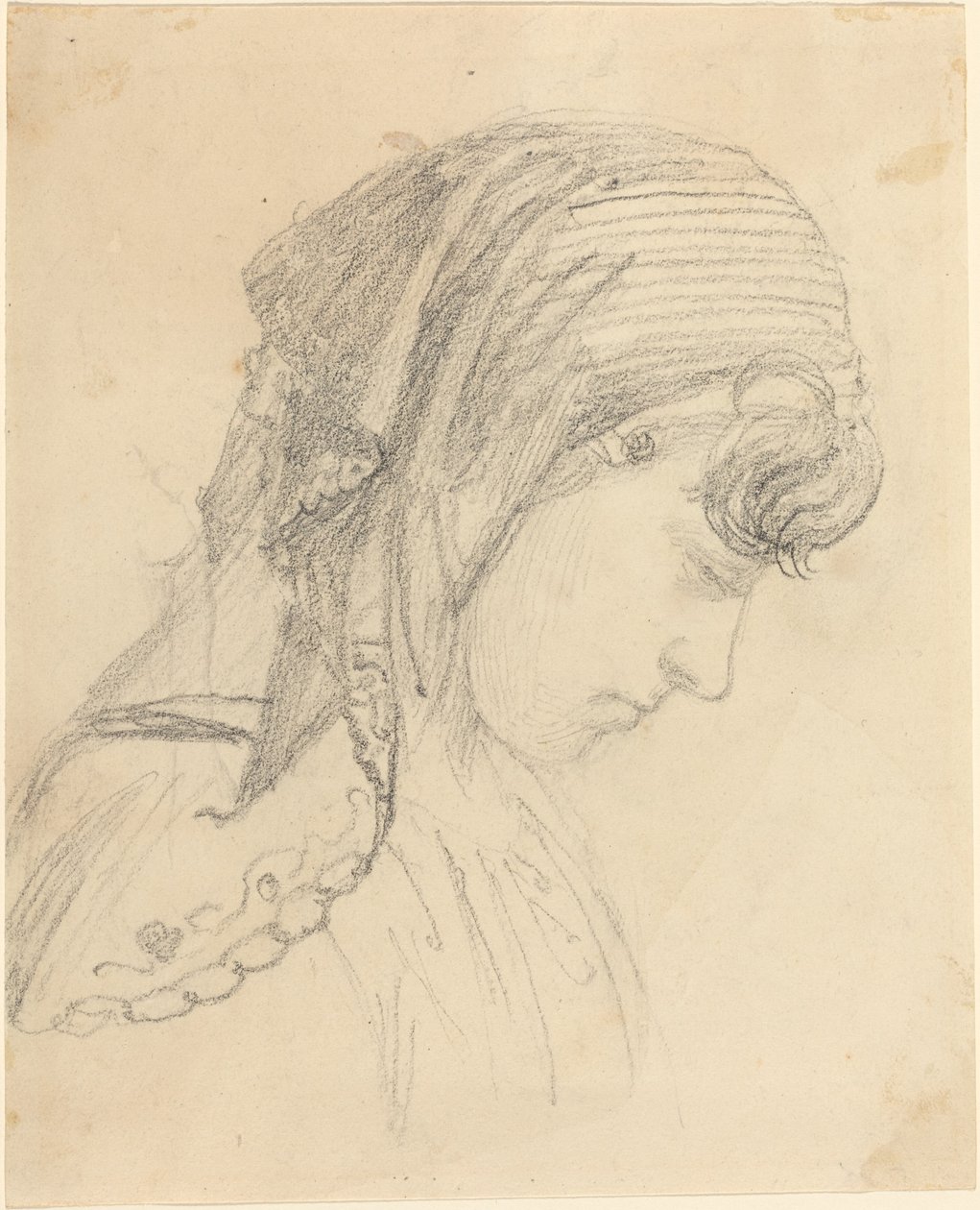 Testa di Donna con Foulard, che Guarda in Basso da John Flaxman