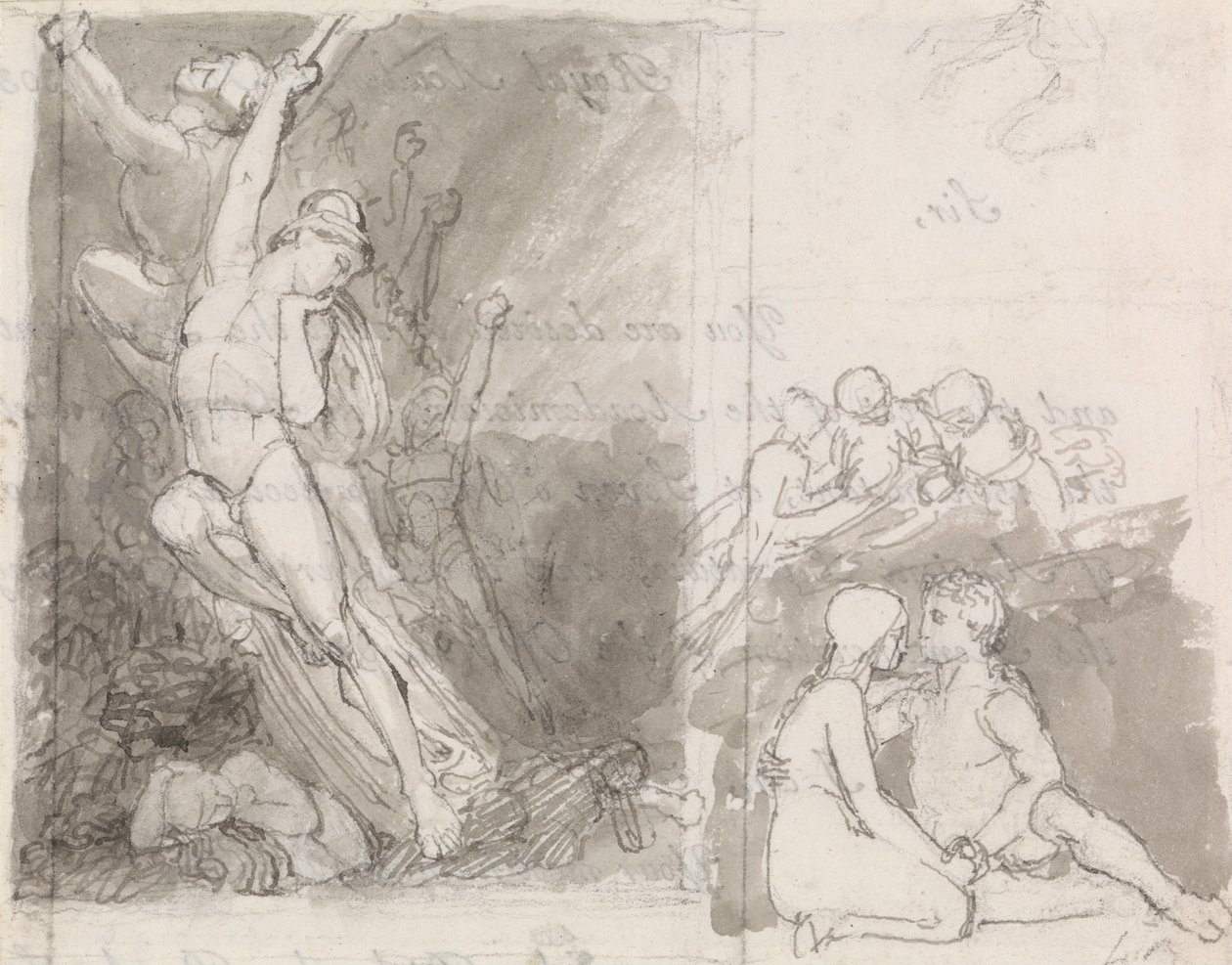 Illustrazione al Paradiso Perduto di Milton - Adamo ed Eva protetti dagli angeli da John Flaxman