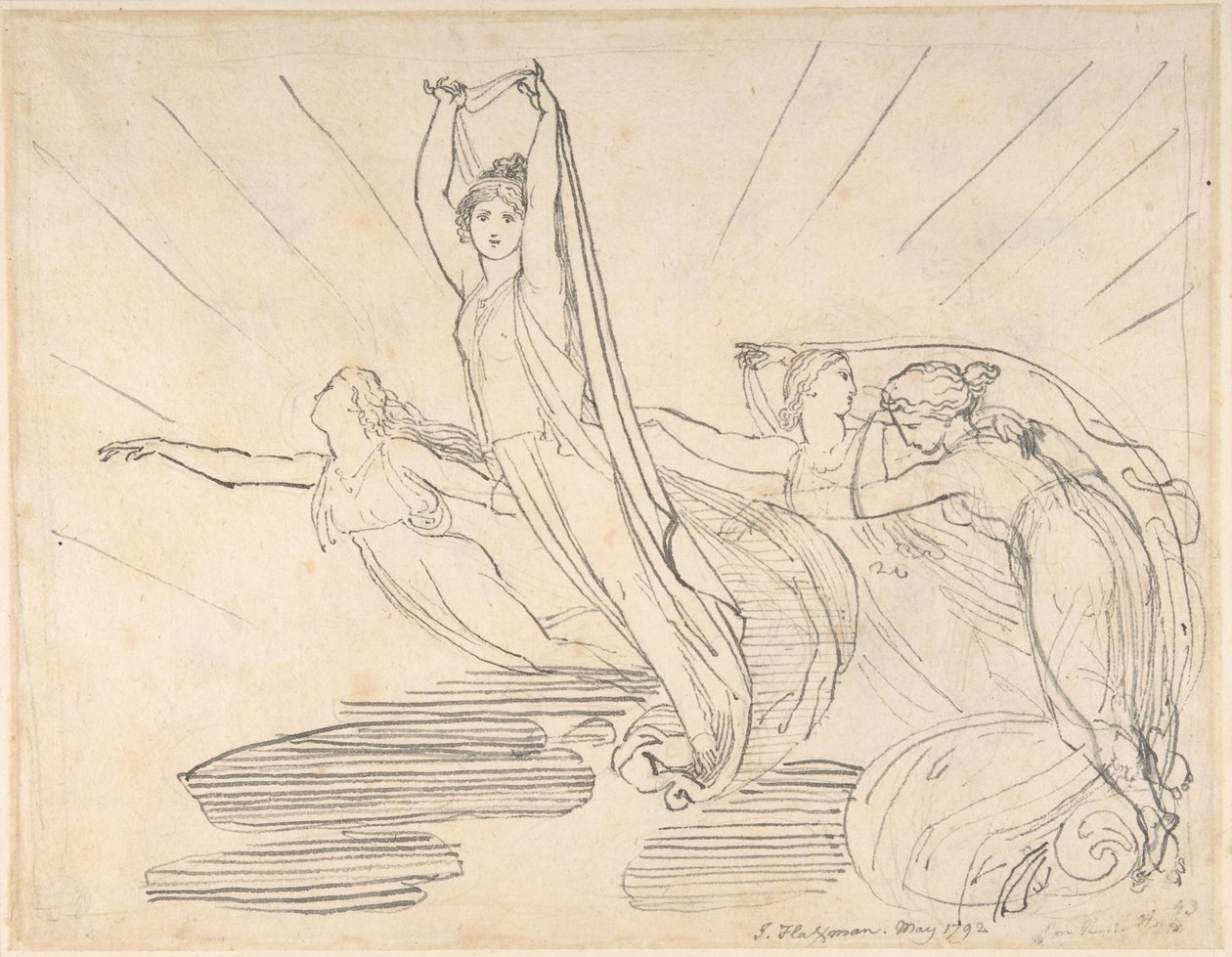 Mattino: Odissea di Pope, libro 12 (recto); studio per il disegno finale (verso) da John Flaxman