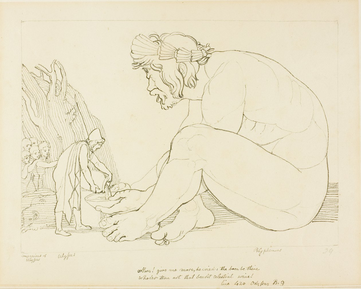 Polifemo implora Ulisse per avere più vino da John Flaxman