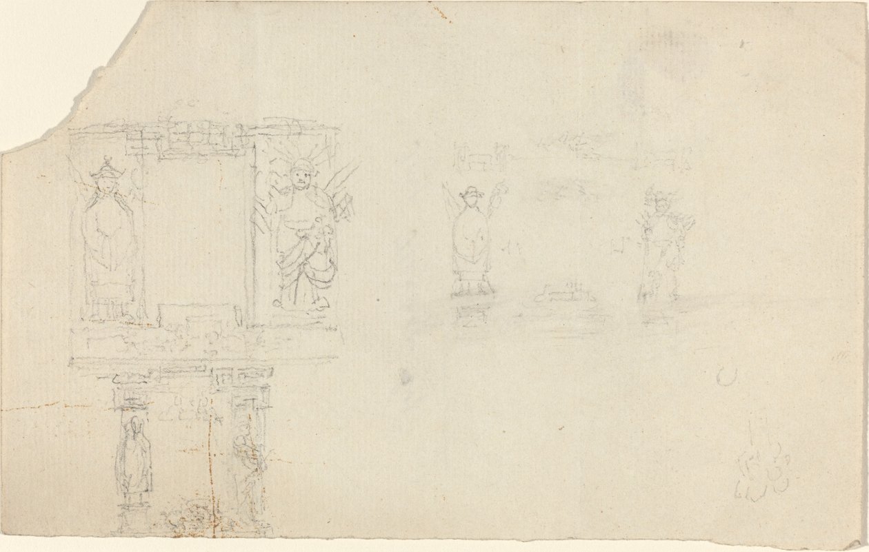 Struttura con figure in abiti asiatici (Illustrazione per "Il Cofanetto"?) da John Flaxman