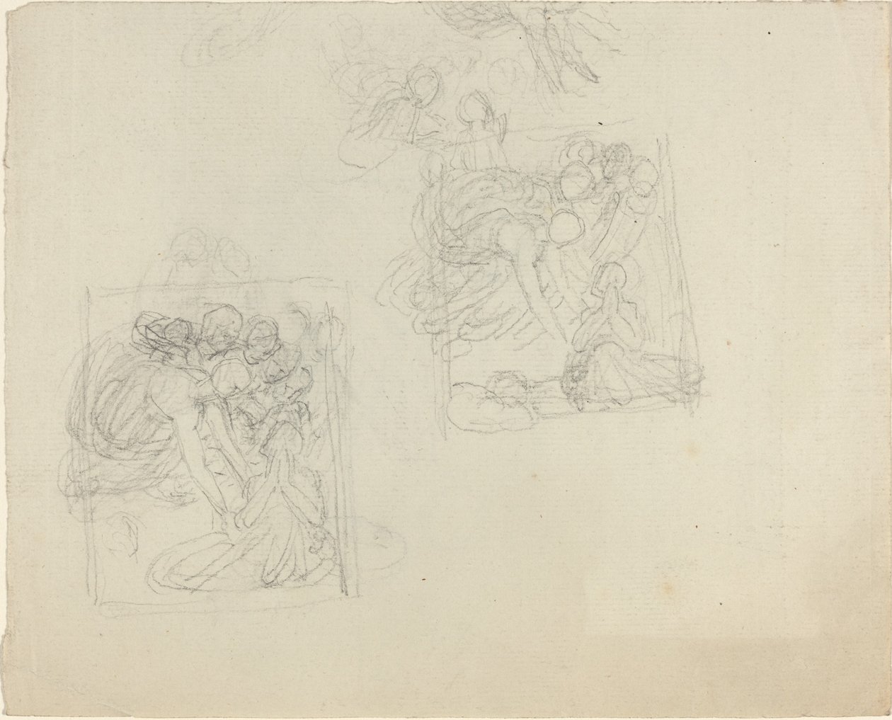 Studi per un monumento con angeli che si protendono verso una figura in preghiera [recto e verso] da John Flaxman