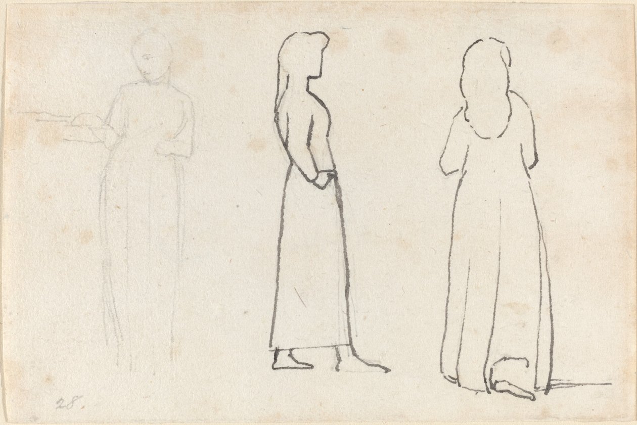 Tre Schizzi di una Donna in Piedi da John Flaxman