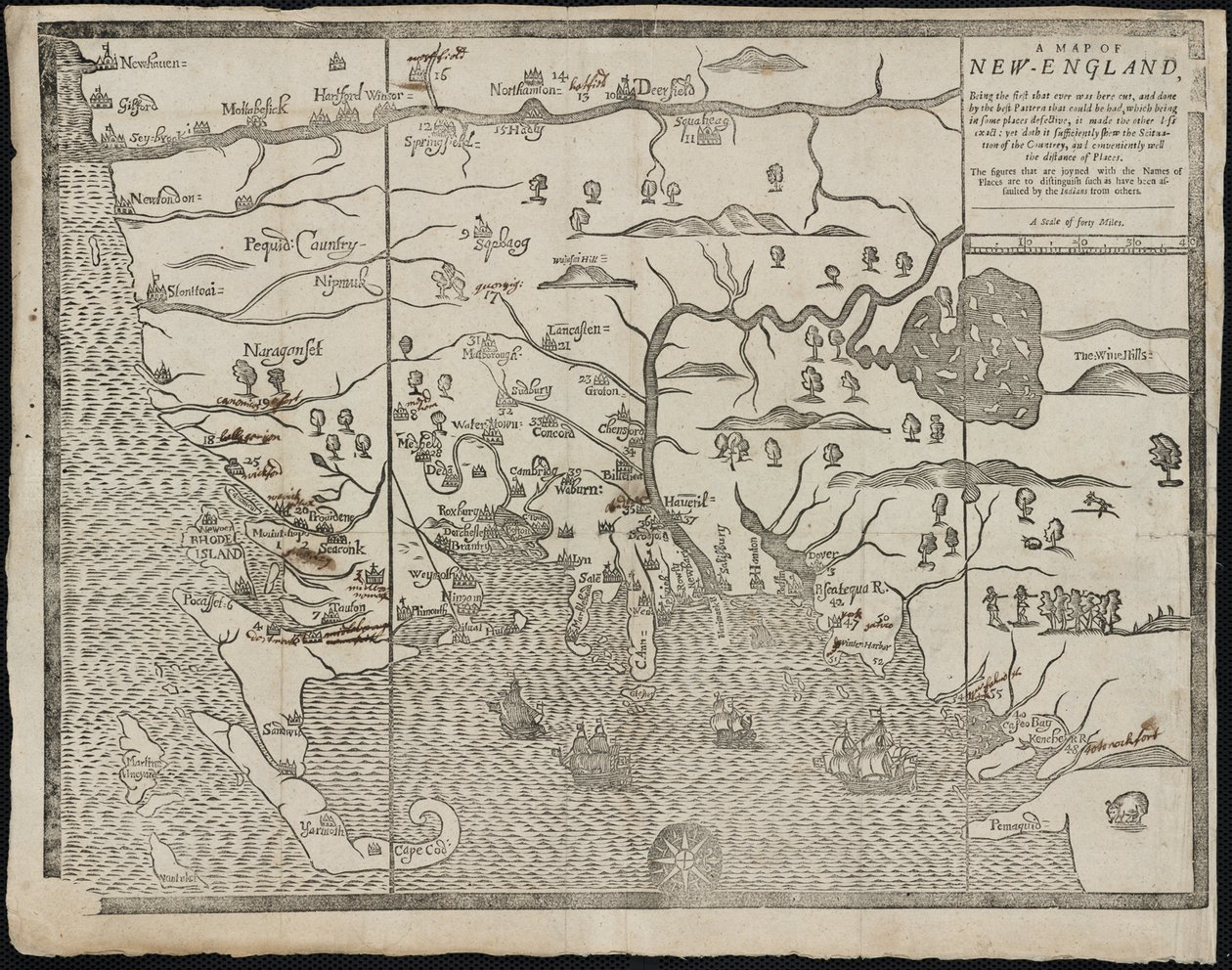 La mappa del New England Da: William Hubbard